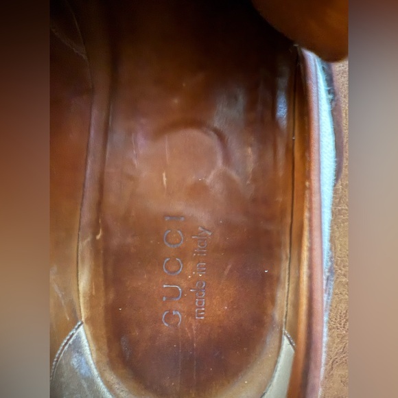 Gucci Men’s Brown & Ivory Leather Web Accent Loafers Size 9.5 — Authentic VGC - Picture 11 of 13